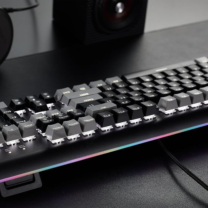 Hexgears GK735 Wired Full Size Mechanical Keyboard, Aluminum Housing Built for Gamers w/Kailh Box White Switch, White Backlit + Surrounded by RGB Light Strip, 104 Keys Gaming Keyboard for PC/Mac