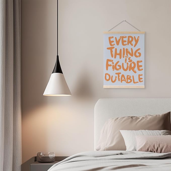 YQDEJ Blue Orange Everything Is Figureoutable Inspirational Wall Art Poster Hanger Frame, Blue Orange Positive Affirmations Wall Decor, Motivational Wall Art for Home Office Classroom, 12x16 Inch