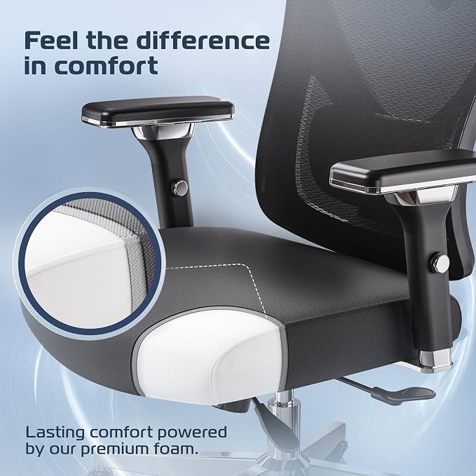 CleverSeat Ergonomic Office Chair Comfy [#1 in Tests] Swivel Chair | Ergonomic Chair with Breathable Mesh Back | Computer Chair with wheels | Home Office Desk Chair with 2D Headrest | For 330lbs