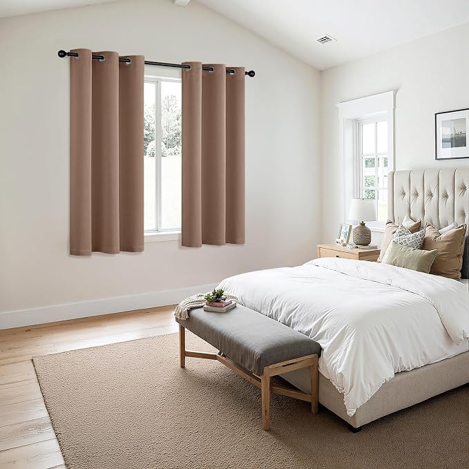 MIULEE Blackout Curtains for Bedroom Living Room 2 Panels, Thermal Insulated Room Darkening Drapes Grommet Noise Reducing Light Blocking Window Treatments 63 Inches Long 40x63 Inch Cappuccino