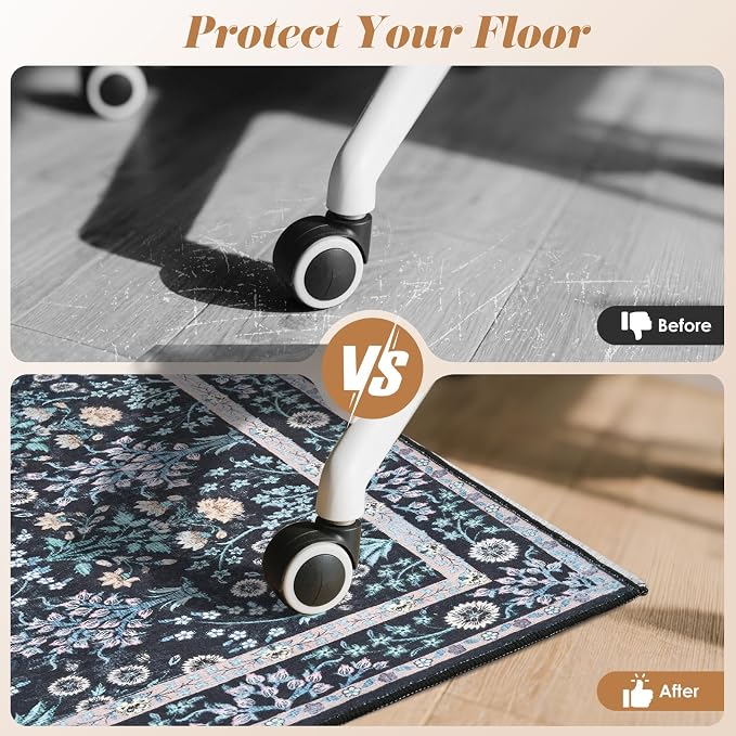 Office Chair Mat Desk Chair Hardwood Mat, Easy Glide Office Rug Under Chair Mat for Home Gaming Rolling Chair Tile Floor,Large Floor Protector Rug,Anti-Slip, Chenille Material (Dark Green, 36x48)