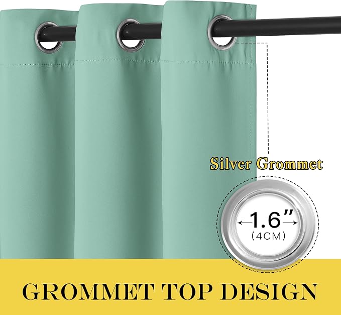 NICETOWN Blackout Sliding Glass Door Curtains, Room Darkening Thermal Insulated Curtains for Living Room Bedroom, Extra Wide Window Drapes, 1 Panel, W80 x L118, Aqua Blue