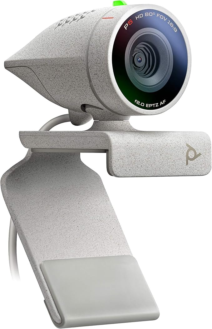 Poly Studio P5 Professional 1080p Webcam with Microphone 4x Zoom USB Webcam for PC Zoom Microsoft Teams Google Meet Windows Mac Laptop Computer Camera Web Privacy Shutter, 1-year HP Warranty (Renewed)