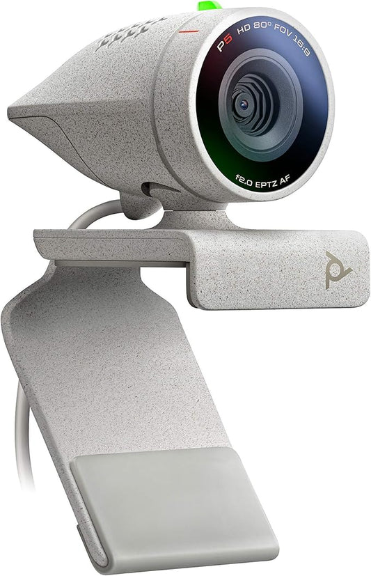 Poly Studio P5 Professional 1080p Webcam with Microphone 4x Zoom USB Webcam for PC Zoom Microsoft Teams Google Meet Windows Mac Laptop Computer Camera Web Privacy Shutter, 1-year HP Warranty (Renewed)
