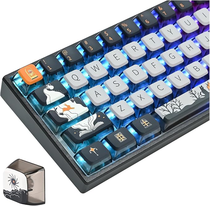 Fogruaden Pudding Keycaps 60 Percent, 118 Dye-Sublimation Keycaps Set, ASA Profile Custom Keycap for Mechanical Keyboard(Dark Fairytale)