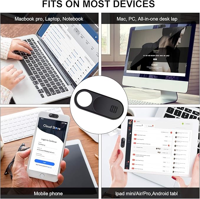 Laptop Camera Cover Slide, 2.0 Ultra-Thin Webcam Cover Slide Compatible for Laptop Table Apple MacBook iPad Pro iMac Cell Phone,Camera Cover Slide-Protect Your Privacy Security(3-Pack)