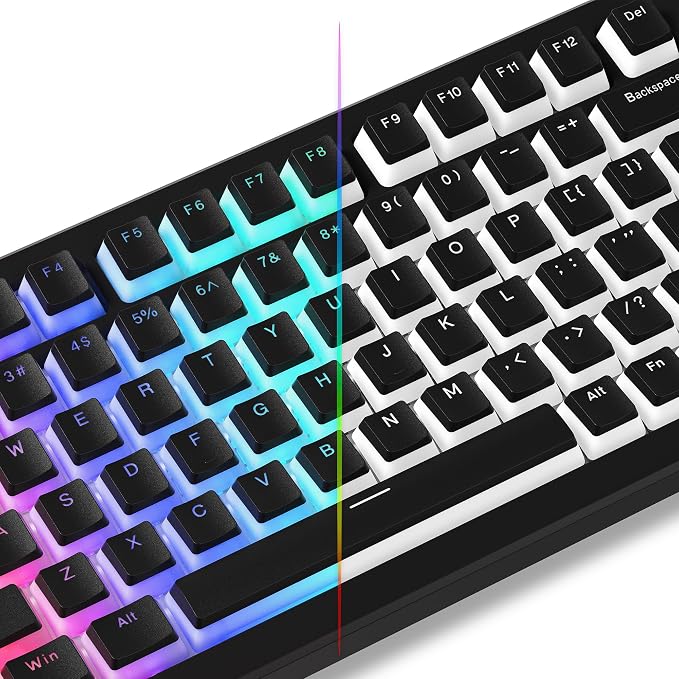 Womier Pudding Keycaps, Black PBT Keycaps 60 65 75 100 Percent 130 Keys, Shine Through Key Cap, OEM Profile for MX-stem Switches Keyboard Caps-Black