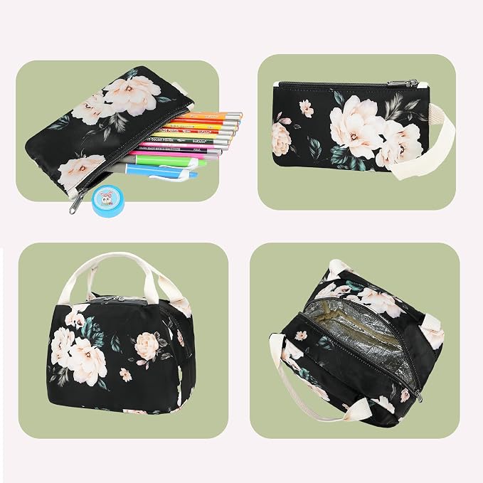 Bluboon Teens Backpack Set Girls School Backpack Lunch Box Pencil Bags Student Bookbags 3 in 1