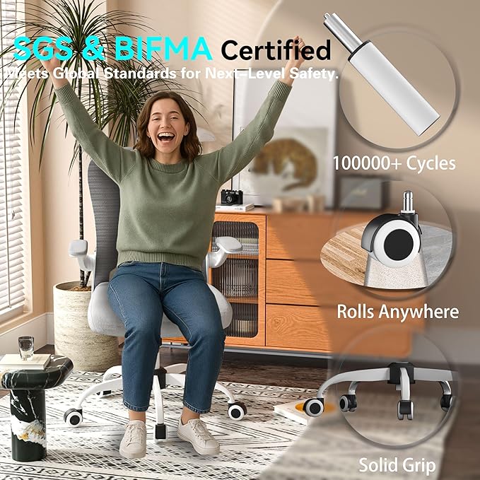 Office Desk Chair with Ergonomic Lumbar Support, Extra-Thick Seat Cushion, Flip-up Arms, Breathable Mesh Back, Computer Task Chair for Home Office