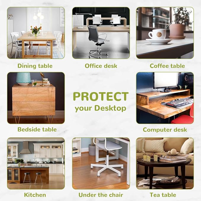 28 x 72 Inch Clear Table Cover Protector, Clear Table Protector for Dining Room Table, 1.5mm Plastic Table Cover, Waterproof Table Pad for Kitchen, Office