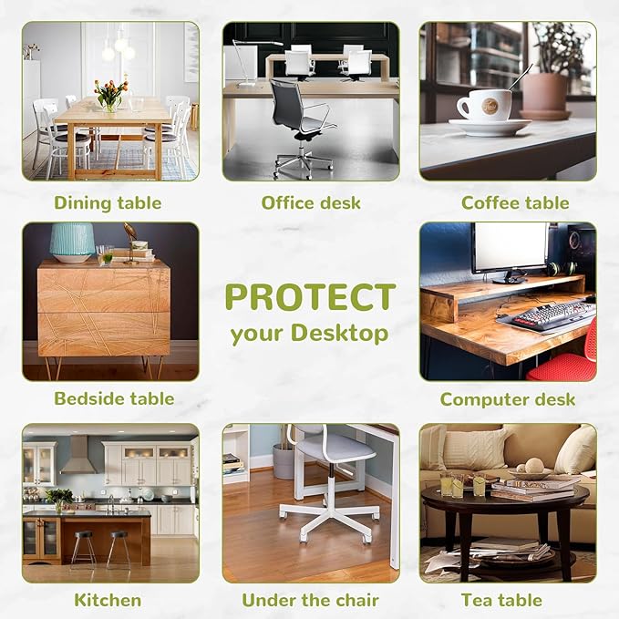 28 x 48 Inch Clear Table Cover Protector, Clear Table Protector for Dining Room Table, 1.5mm Plastic Table Cover, Waterproof Table Pad for Kitchen, Office