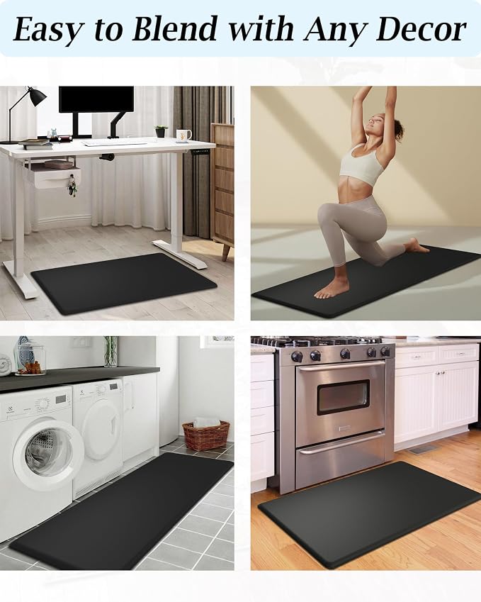 Artnice Anti Fatigue Kitchen Floor Mat, 3/4 Inch Thick Waterproof Comfort Standing Desk Mat, Ergonomic Multi-Purpose Cushioned Rugs for Home, Sink, Office, Laundry(20" x 71",Black)