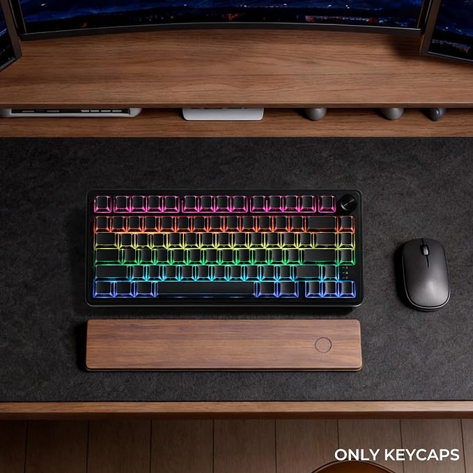 GMKWTL XVX Black Shine Through Keycaps, PBT Keyboard Keycaps Cherry Profile, Custom Side Printed Keycap Sets Suitable for 60% 65% 75% 80% 100% Mechanical Keyboard