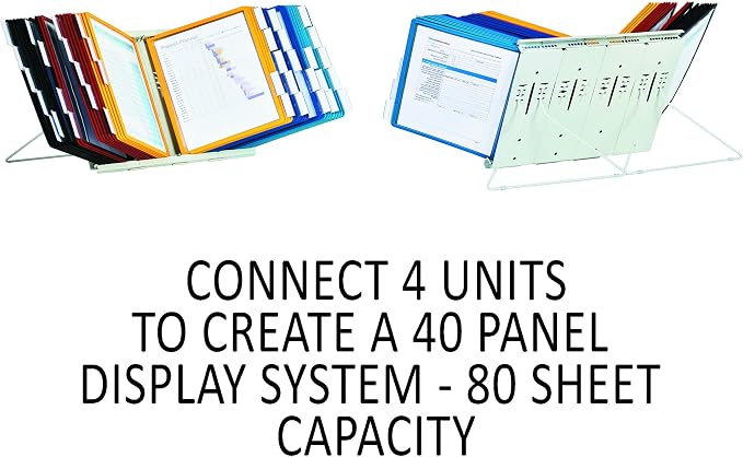 Durable Instaview20 Pocket Expandable Desktop Reference System - Letter Size 10 Double-Sided Panels - Assorted Color Borders (Pack of 10)
