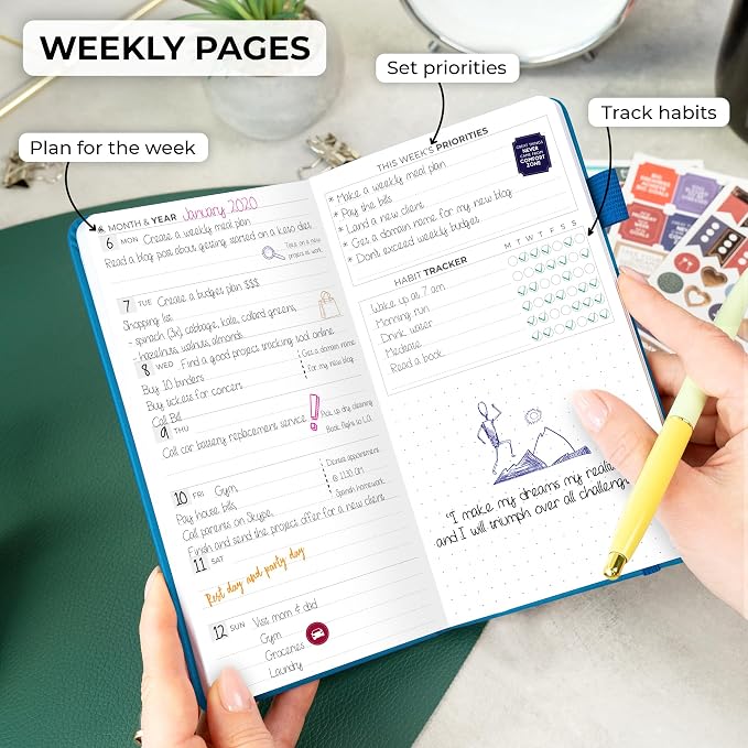 Clever Fox Pocket Planner Weekly – Undated Monthly Goal Planner and Calendar, Mini Planner Perfect for Purse, 3.7x6.7" (Mystic Blue)