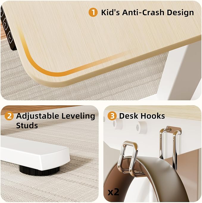 43"x24" Standing Desk, Height Adjustable Sit-Stand Home Office, Oak | Electric Adjustable Standing Desk, Sit to Stand Computer Office Desk with Splice Board, Memory Preset, Lifts 28.7''-46.5"