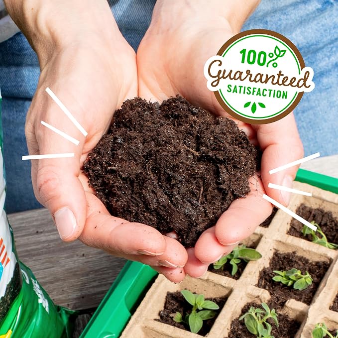 Back to the Roots 3-in-1 Seed Starting Mix 6 Quarts, 100% Organic & USA Made for Herbs, Veggies, Flowers, w/Nutrient Rich Plant Food, Worm-Castings, & Moisture Controlling Yucca Brown