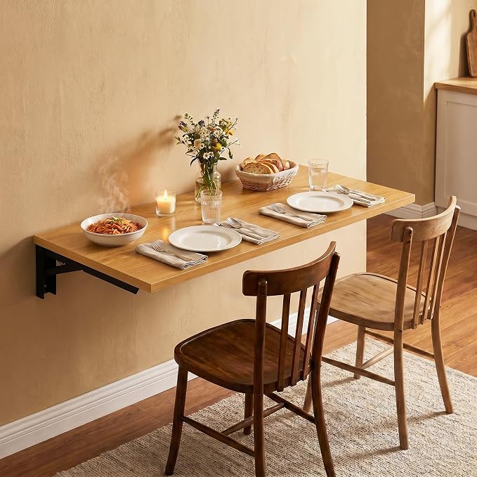 Need Wall Mounted Table - Heavy Duty Small Fold Down Desk Length 36" Width 20" Perfect Addition to Garage & Shed/Home Office/Laundry/Home Bar/Kitchen & Dining Room AC15BB(9050)