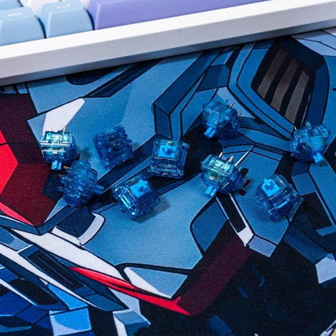 GATERON Phantom Blue Clicky Keyboard Switches, RGB LED 60gf Key Switches for MX Mechanical Keyboard(Blue, 110PCS)