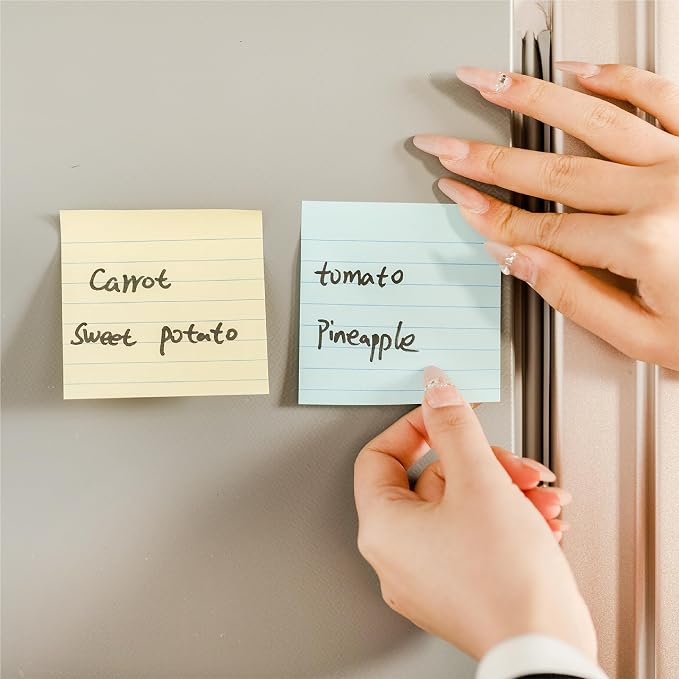 Mr. Pen- Lined Sticky Notes, 3" x 3", 6 Pads, 45 Sheets/Pad, Pastel Color | Sticky Notes with Lines, Ruled Post Stickies, Memo Pads, Self-Stick Note Pad for Office, School, Home, Study