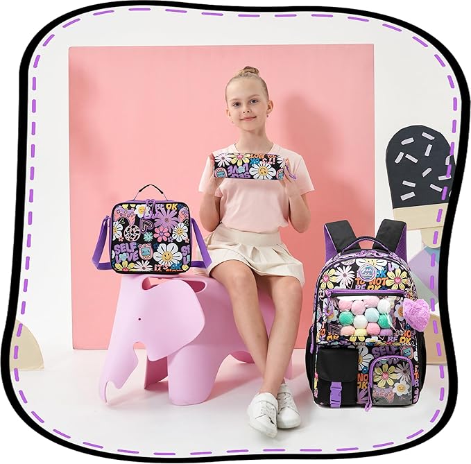 Cute Backpack for Girls Aesthetic Backpack School Backpack for Girls Backpack with Lunch Box Back to School Supplies
