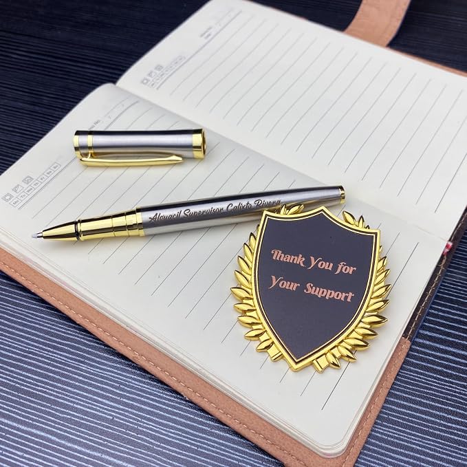 Yastar Customized Gift Pen with a Custom badge Luxury Rollerball Pen with Pen Box 2 extra Black Refills - Custom with Names Message on the Pens -Gift Pen Set for Family Colleague Elder Friends
