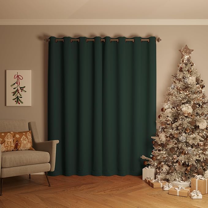 Sun Zero Nordic 2-Pack Theater Grade Noise Reducing Extreme 100% Blackout Grommet Curtain Panel Pair, 52" x 63", Evergreen