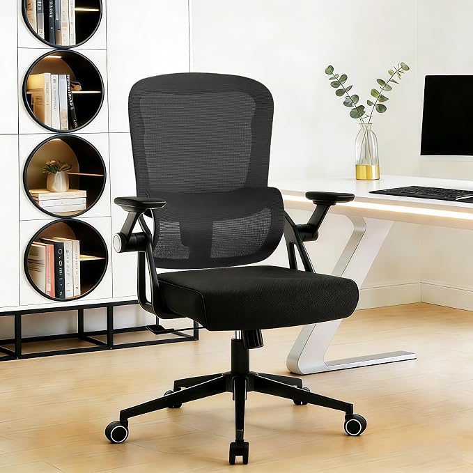 Ergonomic Office Chair - 350LB Comfy Desk Chairs with Adjustable Lumbar Back Support, Mesh Computer Chairs with Wheels and Arms for Home Office, Study