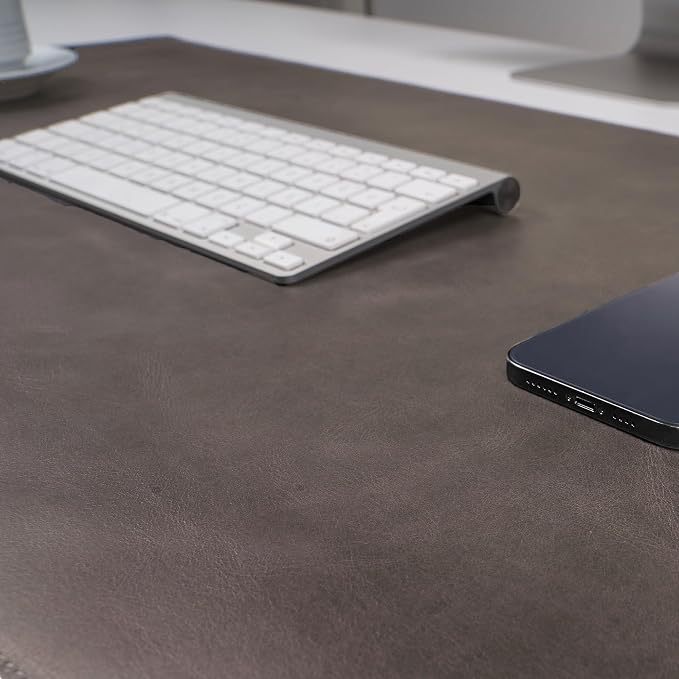 Genuine Leather Desk Mat - Executive Real Leather Desk Pad - Large (18 3/4" X 35 3/4") | Non-Slip Desk Blotter