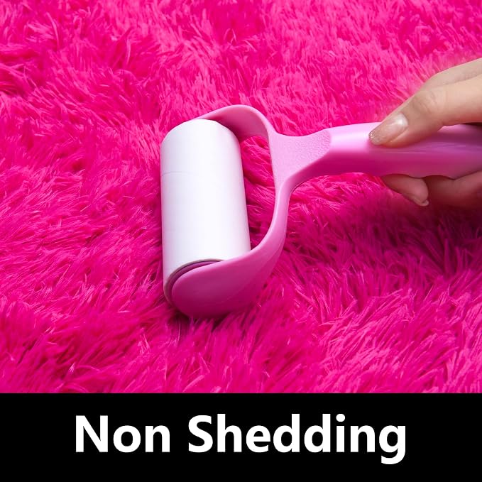 Awaytail Fluffy Rug 2x3 Feet - Preppy Girls Fuzzy Rugs College Dorm - Small Cute Chair Rug Washable for Nursery- Hot Pink