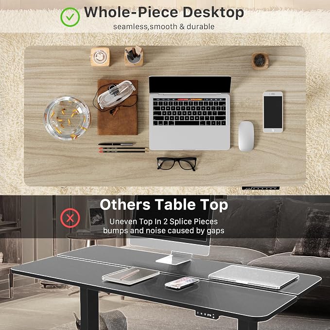 JOY worker Small Electric Sit Stand Desk, 40" Whole Piece Height Adjustable | 40" x 20" Light Walnut Compact Standing Desk with Memory Controller, Narrow Computer Workstation for Home Office Walking Pad