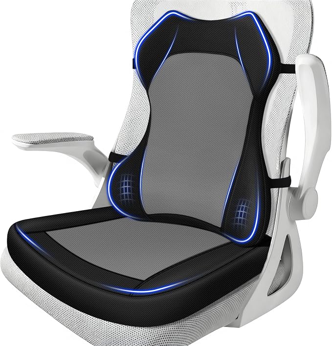 Seat Cushion,Lumbar Support Pillow for Office Chair,Ergonomic Memory Foam Back Support Pillow, High Density Foam Chair Cushion for Sciatica Pain Relief Coccyx Pad for Chair,Car,Desk,Grey
