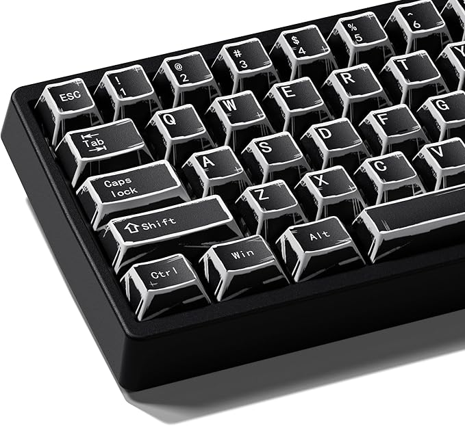 XVX Black Translucent Keycaps,PBT Keycap Set Cherry Profile,Dye Sublimation Graffiti Keyboard Keycaps Suitable for 60% 65% 75% 80% 100% MX Switches Mechanical Keyboard