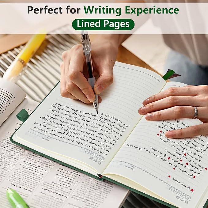 PERCUN Lined Journal Notebook for Men & Women, 160 Pages Leather Journals for Writing, A5 Hardcover Notebooks for Note Taking, Work, School, Business, Travel,Daily Diary 5.9" x 8.5" (Green)