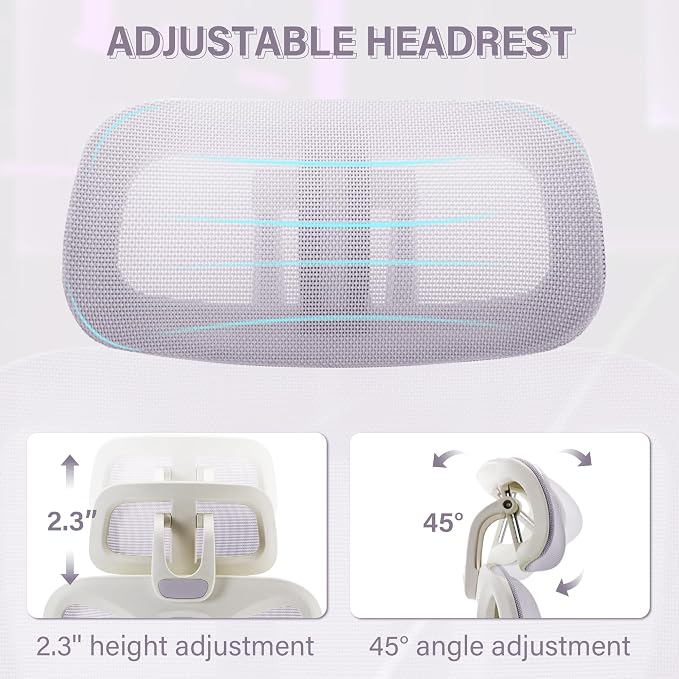 Ergonomic Office Chair with Retractable Footrest, Purple | High Back Design, Dynamic Lumbar Support, 2D Headrest & 2D Armrests, Breathable Mesh Back for Home Office