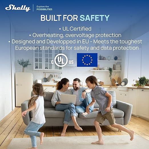 Shelly Smart Plug UL, WiFi, Bluetooth, Zigbee, Matter Outlet with Power Metering, Works with HomeKit, Google Home, Alexa, Home Assistant, Smart Socket, Easy Setup (4, White)