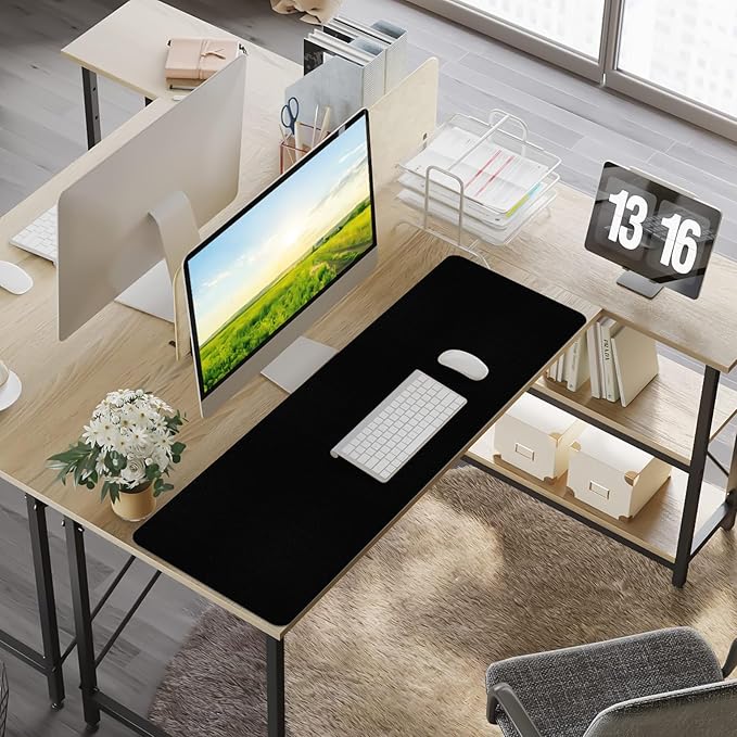 Leather Desk Pad Mat, Long Mouse Pads for Desks Non-Slip, Black Desk Matt for Desktop, Waterproof Computer Mat Desktop Protector for Office/Study/Home/Decor (47.2" x 16.9")
