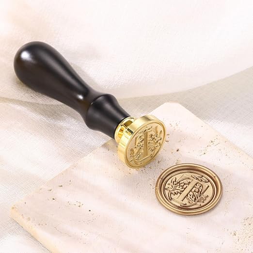 Yoption Traditional Initial Alphabet Wax Seal Stamp with 120 Antique Gold Wax Seal Beads Kit for Wedding Engagement Party Invitation Envelope Christmas Gift Wrap - Letter T