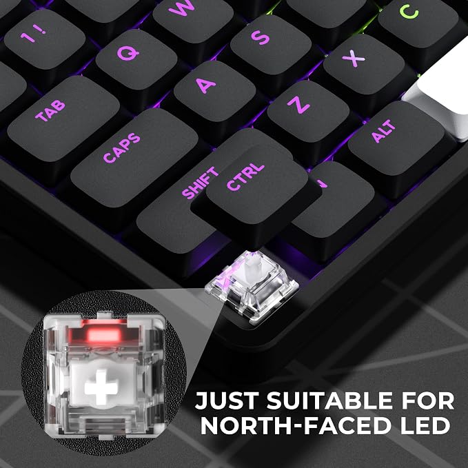 XVX Low Profile Black Keycaps, Shine Through Keycap Sets, Double Shot PBT Keyboard Keycaps Compatibility for 60% 75% 80% 85% 100% MX Switches Mechanical Keyboard- Only Key caps