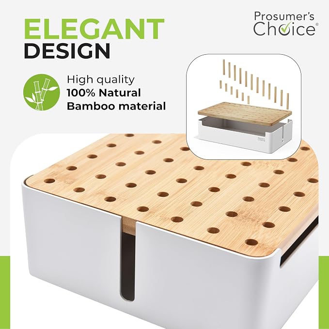 Prosumers Choice Bamboo Charging Station - Multi Charger Station Organizer - Desk Docking Station for Phones, Tablets, Laptop - Wooden Charging Station with Removable Dividers - Cables Not Included