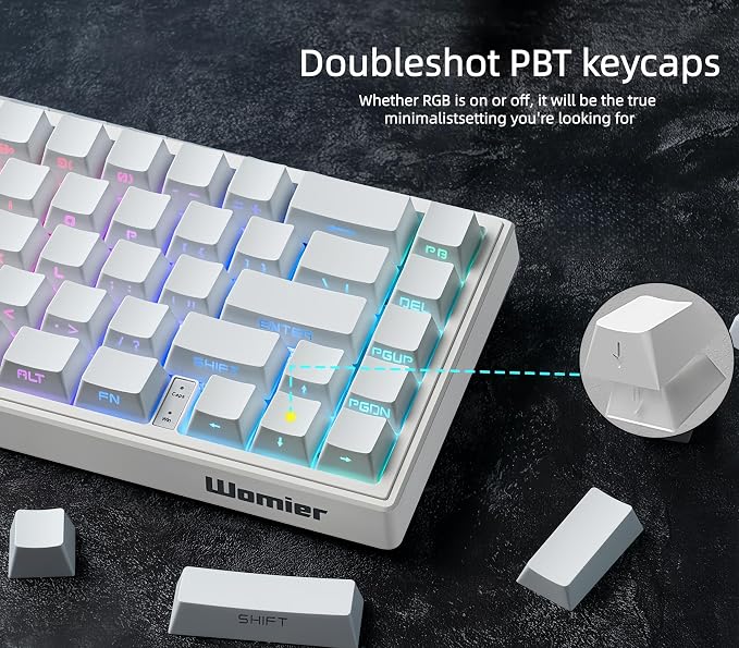 dagaladoo White keycap Set,Shine Through keycaps 60 75 Percent, Japanese Style PBT Key caps,Double Shot Custom keycaps,OEM Profile Keyboard caps for Mechanical Keyboards
