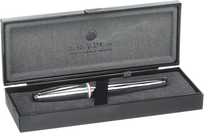 Monteverde USA Aldo Domani Italia Fountain Pen Mirror Chrome - Extra Fine Nib - Luxury Writing Pen - Italian Design - JoWo Stainless Steel Nib - Smooth Ink Flow - Refillable - Gift Box Included