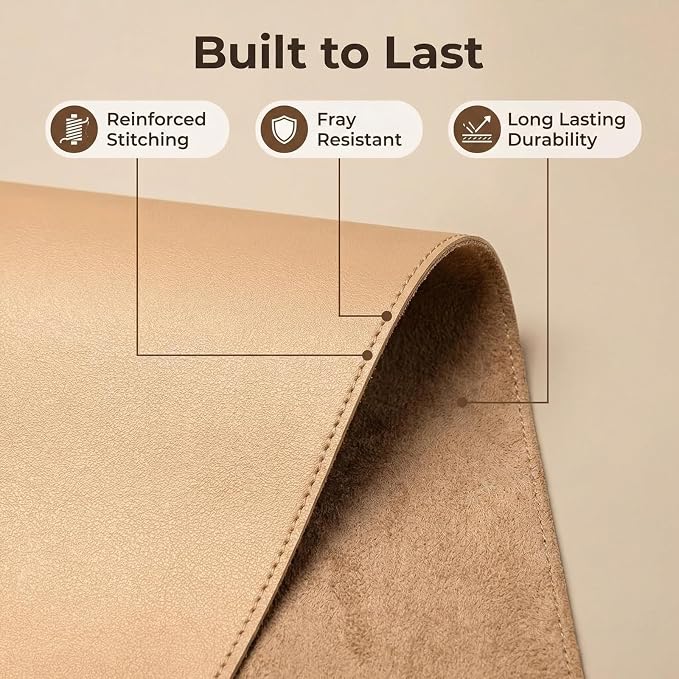 Dual-Sided Desk Pad Protector, Desk Mat with Non-Slip - Waterproof PU Leather Office Desk Blotter for Mouse, Keyboard, Writing,11.03'' x 20.09'',Khaki