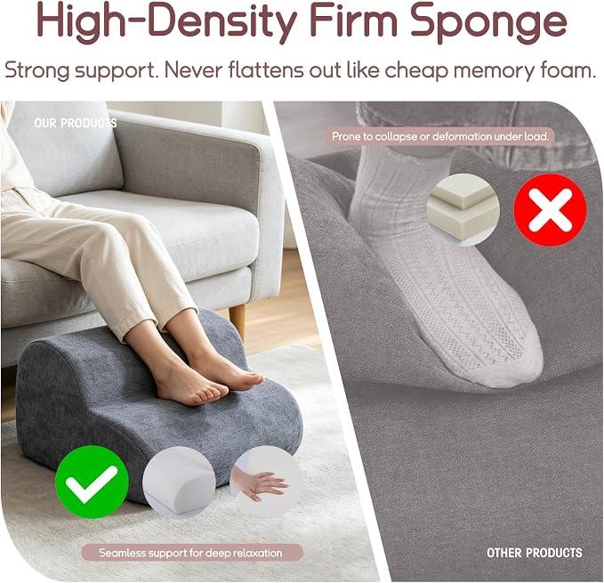 Foot Rest for Under Desk at Work,Ergonomic 2-Height Sponge Foot Stool for Office, Home,Sofa & Gaming Chair, Desk Accessories Footrest Cushion to Support Legs,Relax Ankles & Relieve Pain(A-Black)