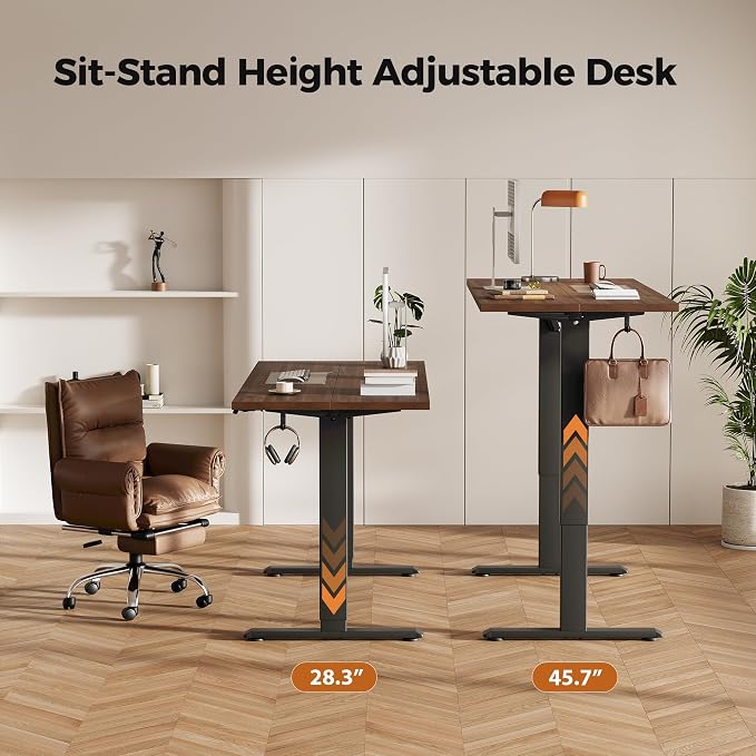 Agilestic Electric Standing Desk, 63 x 23.6 Inches, Dark Walnut