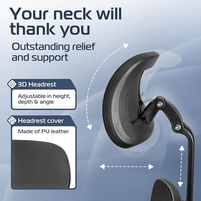 CleverSeat Ergonomic Office Chair Comfy [#1 in Tests] Swivel Chair | Ergonomic Chair with Breathable Mesh Back | Computer Chair with wheels | Home Office Desk Chair with 2D Headrest | For 330lbs