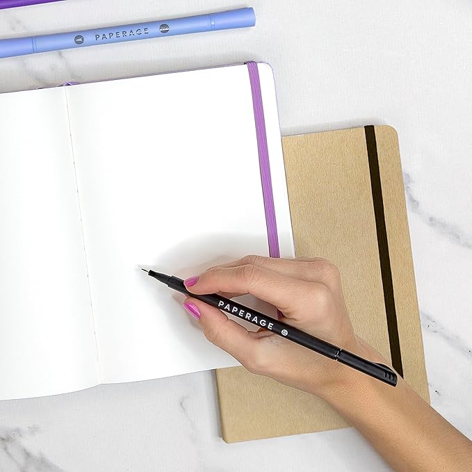 PAPERAGE Recycled Blank Journal Notebook, (Olive), 160 Pages, Medium 5.6 in x 8 in - 100 GSM Thick Paper – Hardcover Journaling Notebook for Work, School, Note Taking or Sketching