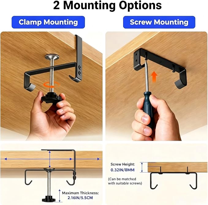 Under Desk Cable Management Tray 36", No Drill Clamp-On Design, Premium Oxford Fabric Cord Organizer Hides Power Strip & Messy Wires, Ideal for Home Office & Gaming Desk