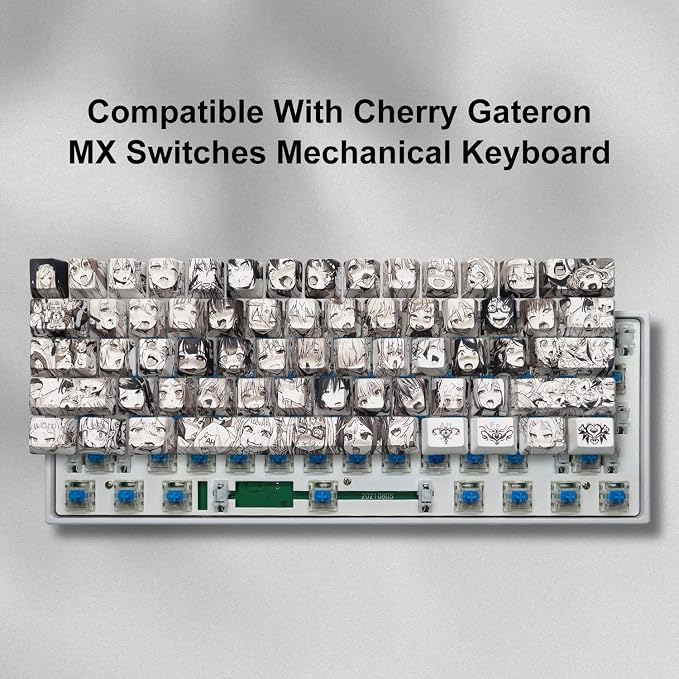 GMKWTL PBT Anime Keycaps - 108 Keys, XVX Japanese Custom Backlit Keycaps, OEM Profile for 61/87/104/108 Cherry Gateron MX Switches Mechanical Keyboard (Black Anime)