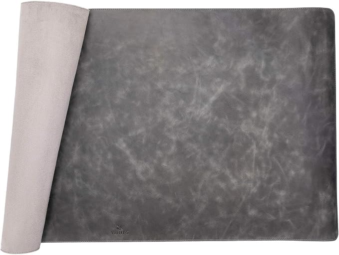 Venito Premium Leather Desk Mat (36 X 19 inch) - Large Computer Desk Mat for Home Office Accessories (Faded Gray)*